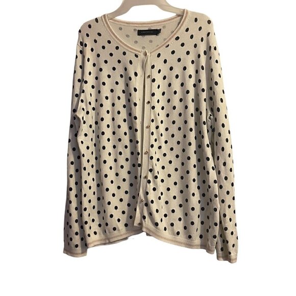Cortefiel Polka Dot Long Sleeve Button Down Cardigan w/ Gold Buttons Size Large - Picture 1 of 13